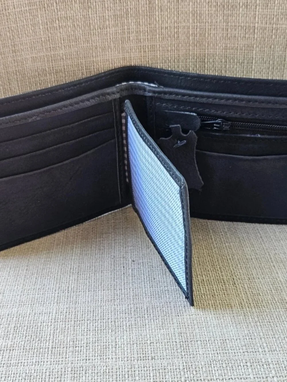 Handcrafted Wallet Billfold Black Genuine Leather Handmade Cardholder W/ Snap
